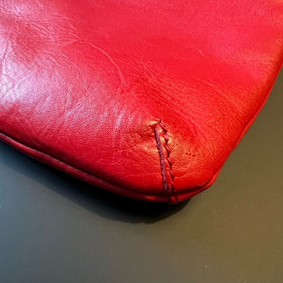 Leather Red Crossbody Bag with Gold Chain and Zip Hardware Detail by Modalu - Picture 6 of 12